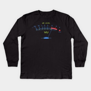 Volume VU Meter Vintage Audio Recording Studio Gear Guitar Musician Gift Neon Version Kids Long Sleeve T-Shirt